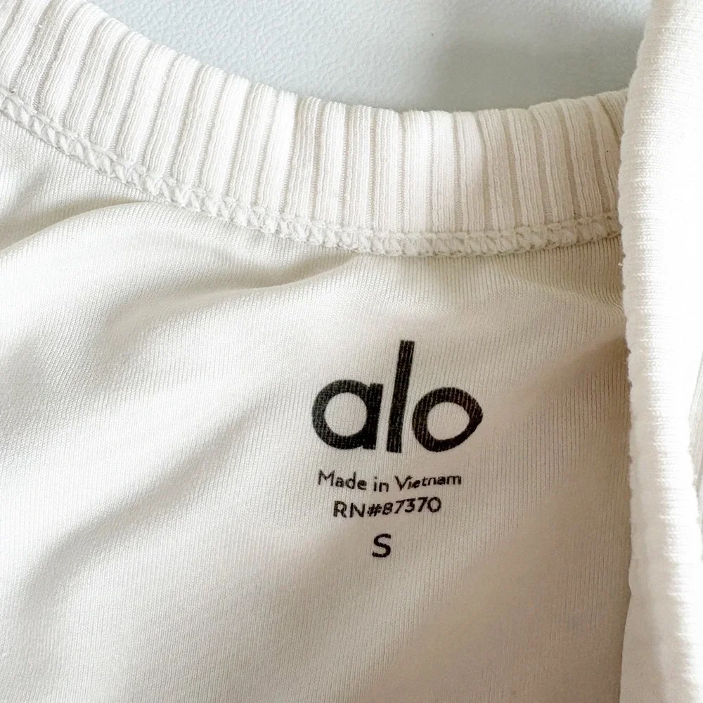 Alo Yoga Womens Ribbed Wellness Bra Minimalist Athleisure Sporty White Size S